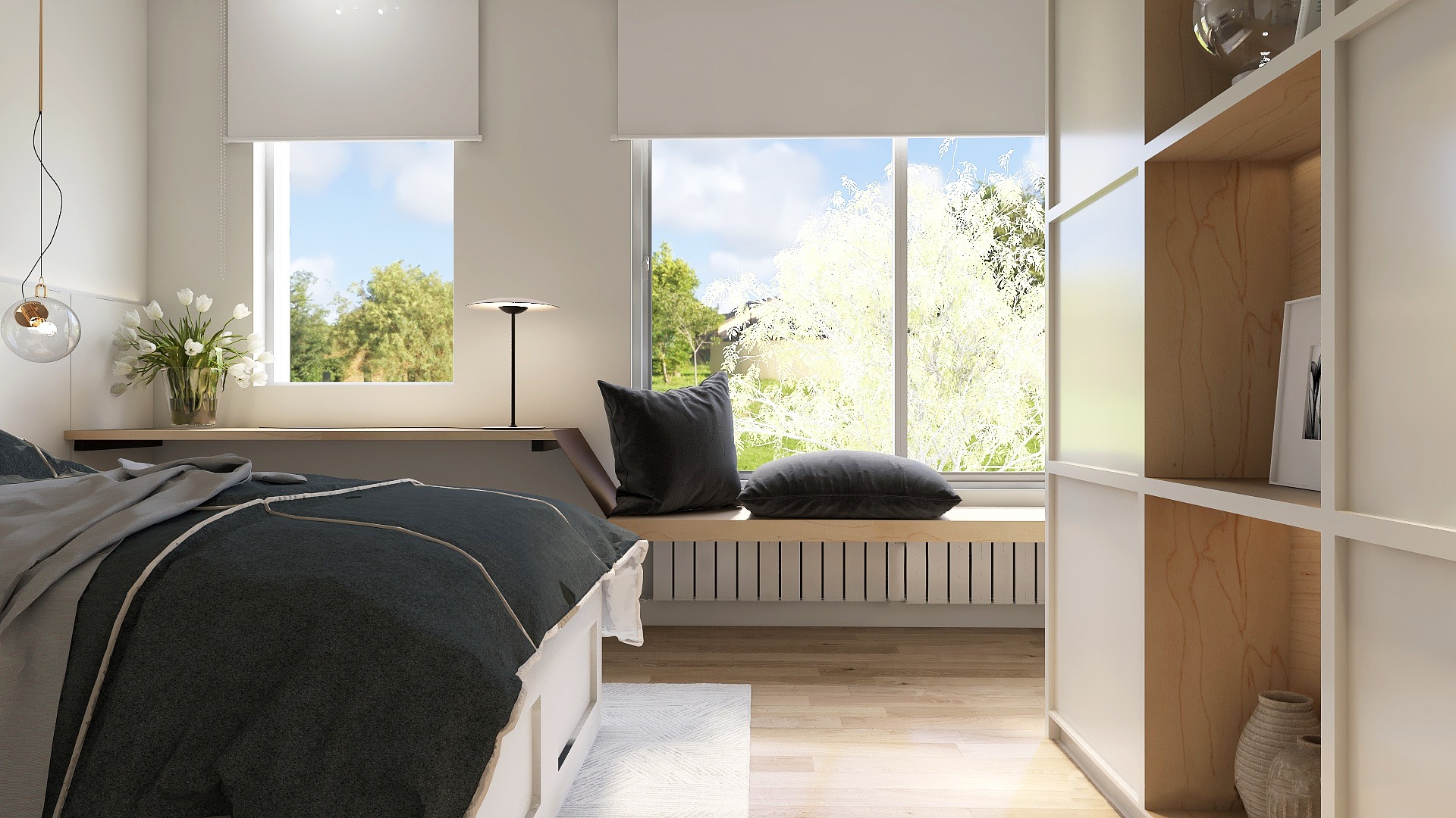 Dormitorio doble con muebles realizados a medida, diseño de decoralinks